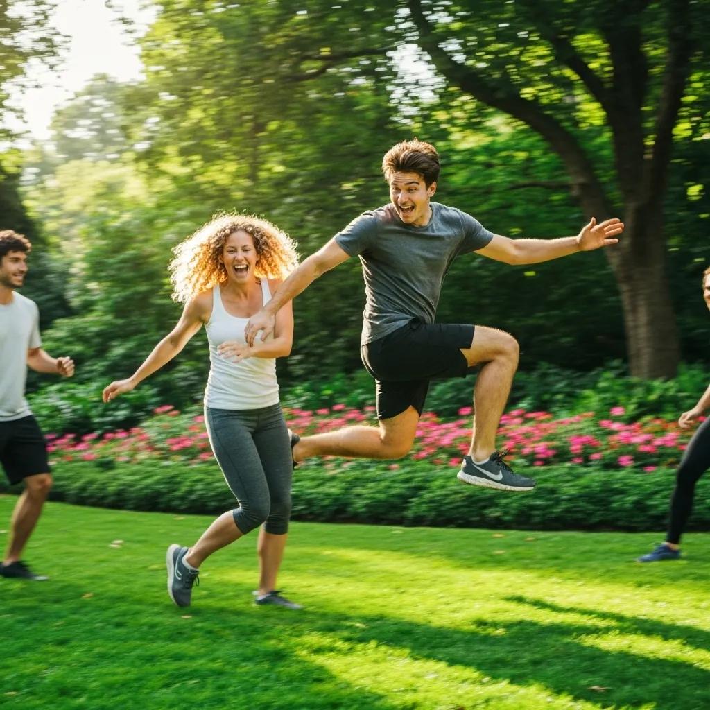 Participants in a group fitness class enjoying a high-energy workout led by an instructor