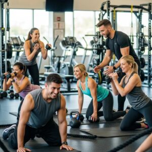 Group fitness training session highlighting personalized coaching and community support