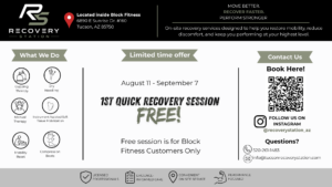Recovery Station Is Now at Block Fitness Catalina Foothills. 1 Copy of Recovery Station Initial Flyer Presentation